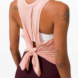 Lululemon All Tied Up Open Back Pink Mist Pima Cotton Tank Top - 10